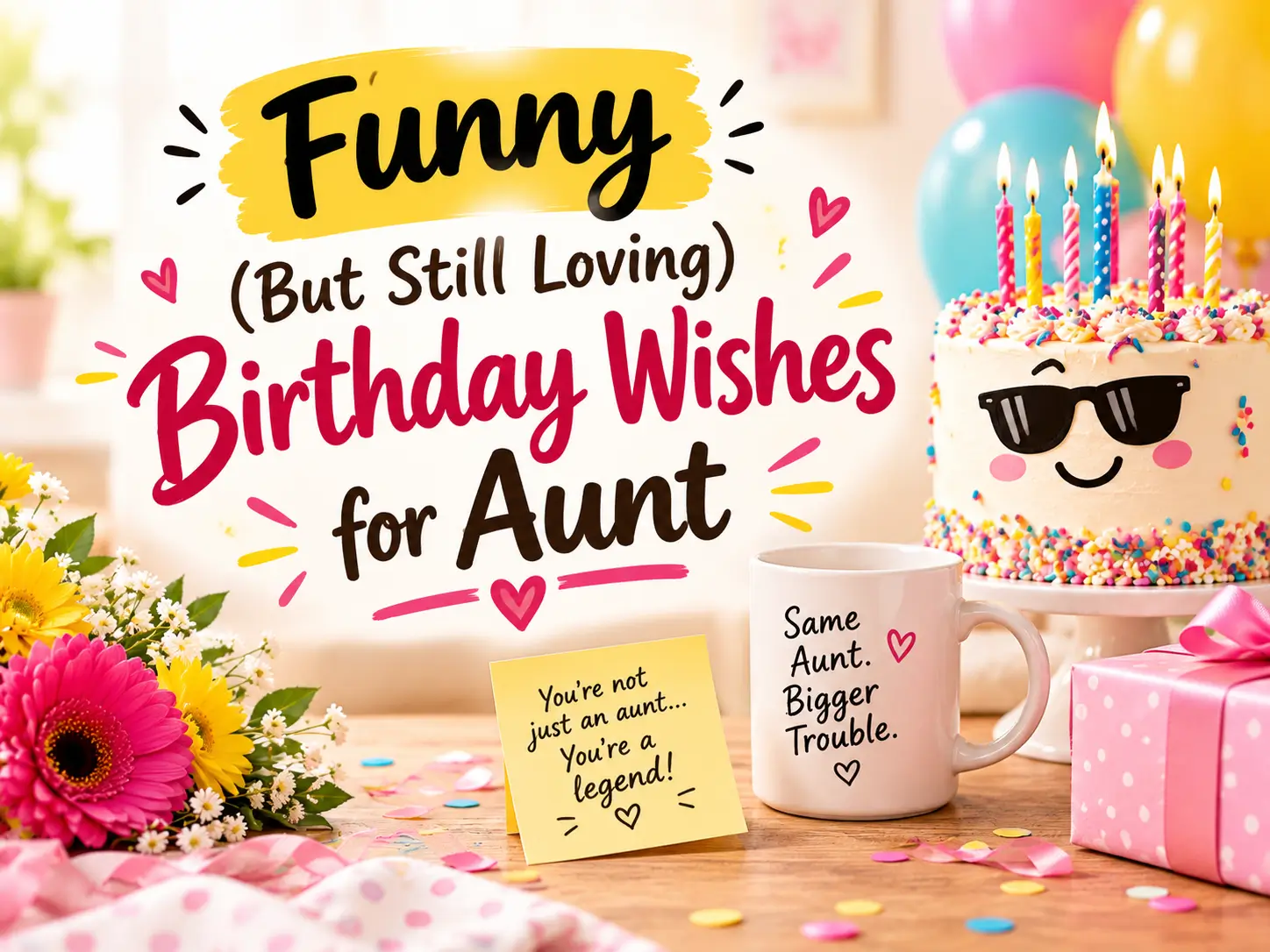 Funny (But Still Loving) Birthday Wishes for Aunt
