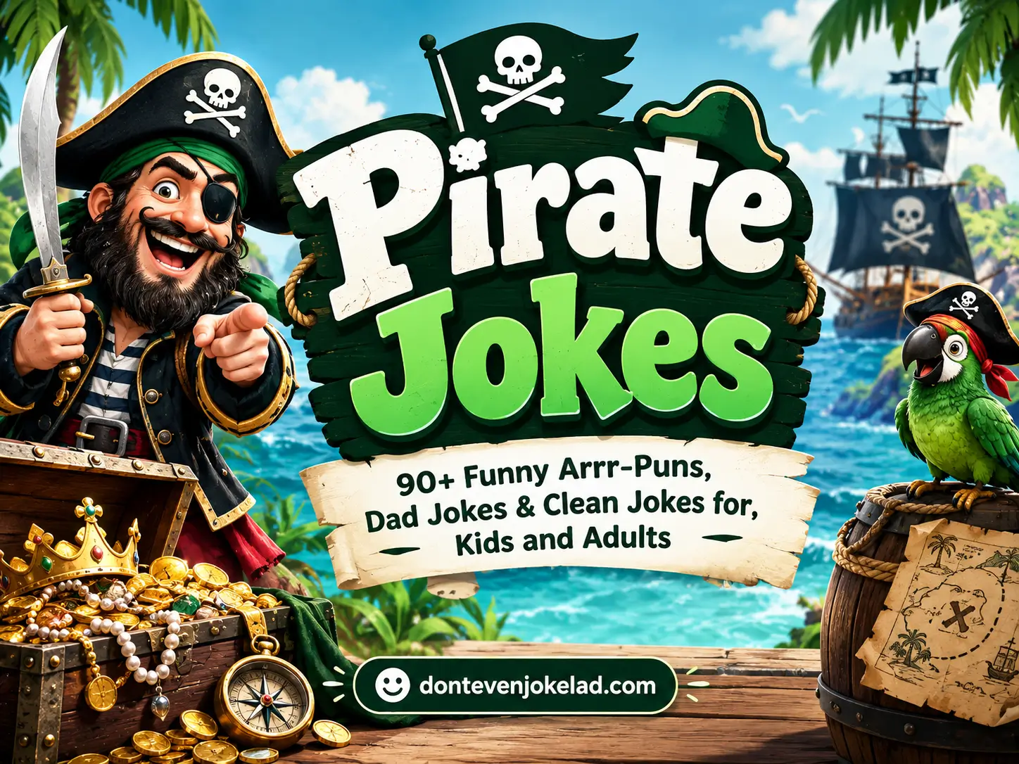 Pirate Jokes: 90+ Funny Arrr-Puns, Dad Jokes & Clean Jokes for Kids and Adults